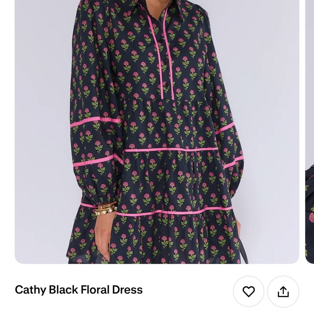 JODIFL Black Dress with Pink and Green Floral Design